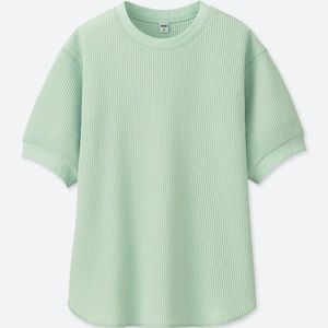 Uniqlo Sea Green Waffle Crew Neck Shirt - Small